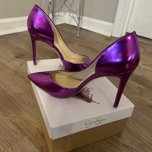 Jessica Simpson Shoes - Jessica Simpson Metallic Purple Heels
